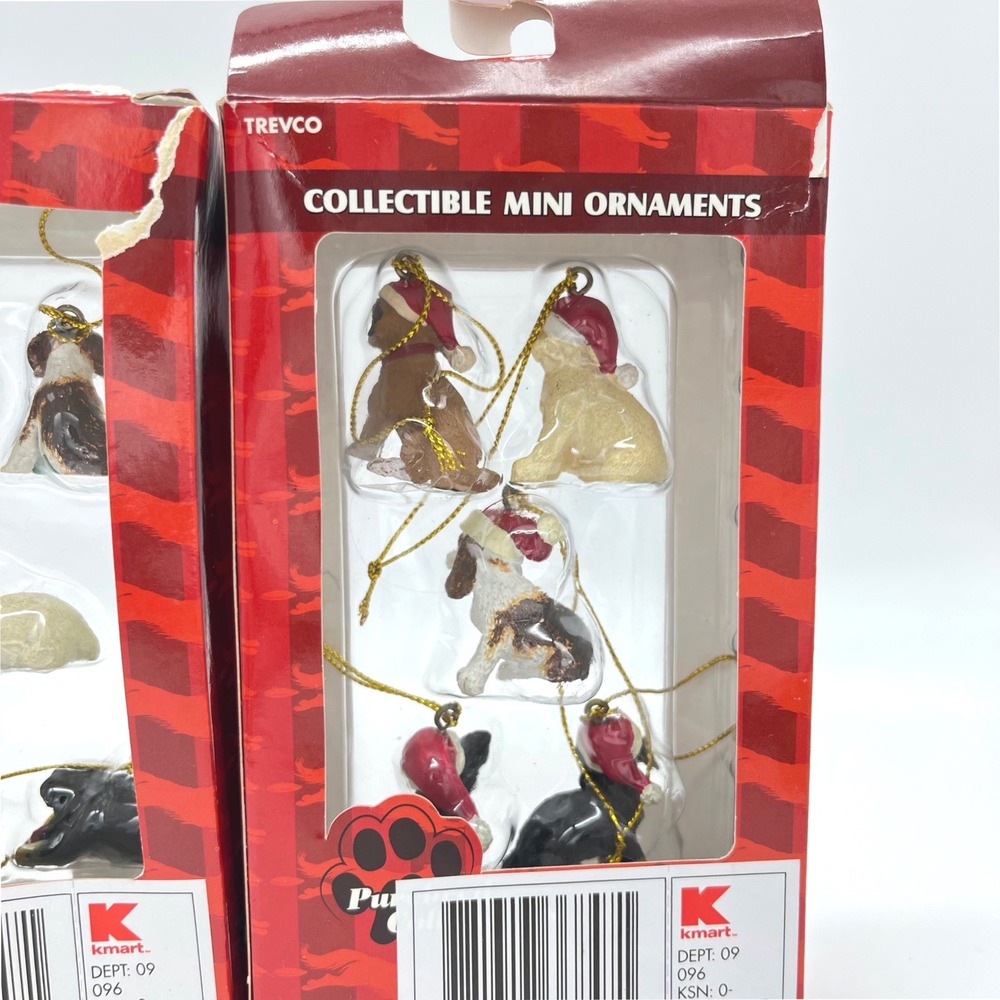 Trevco Purebred Collectibles Mini Dog Ornaments 2 Packs 10 Total Pups Santa Hats - Picture 4 of 6